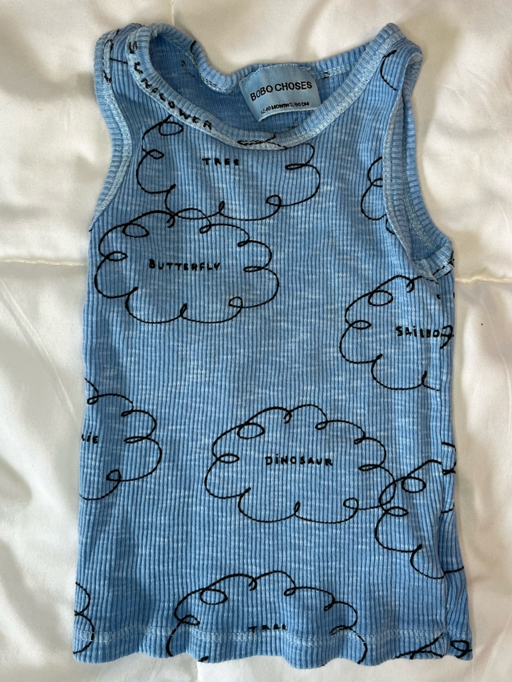 Bobo Choses Light Blue Cloud Print Ribbed Tank